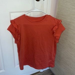 a new day - CORAL (more pinkish than images) ruffled sleeve top